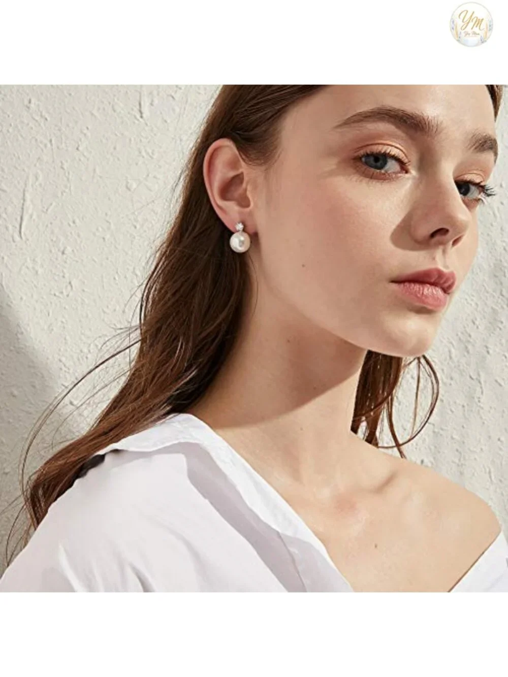 Pearl Stud Earrings for Women 925 Sterling Silver Rhodium Plated 8-13mm